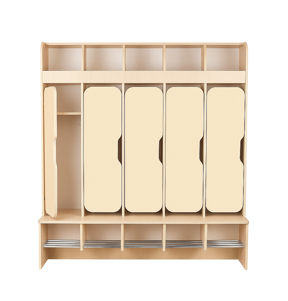 Дитяча шафа 5-дверна, з хромованими трубами, ЛЕЛЕКА, 1550х550х1560 мм.